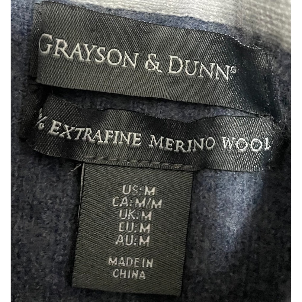 Grayson & Dunn Polo Mens Small Merino Wool Textured Knit Blue Slim Fit - Picture 2 of 9